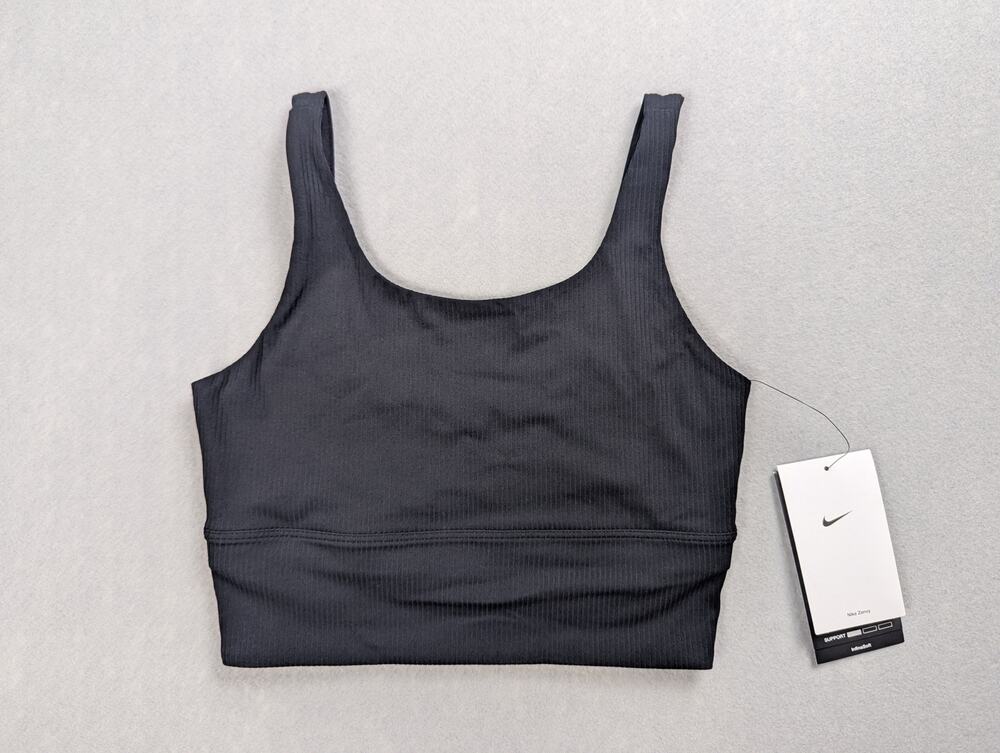 NWT Nike Zenvy Rib Women's Light-Support Padded Longline Sports Bra Black XS